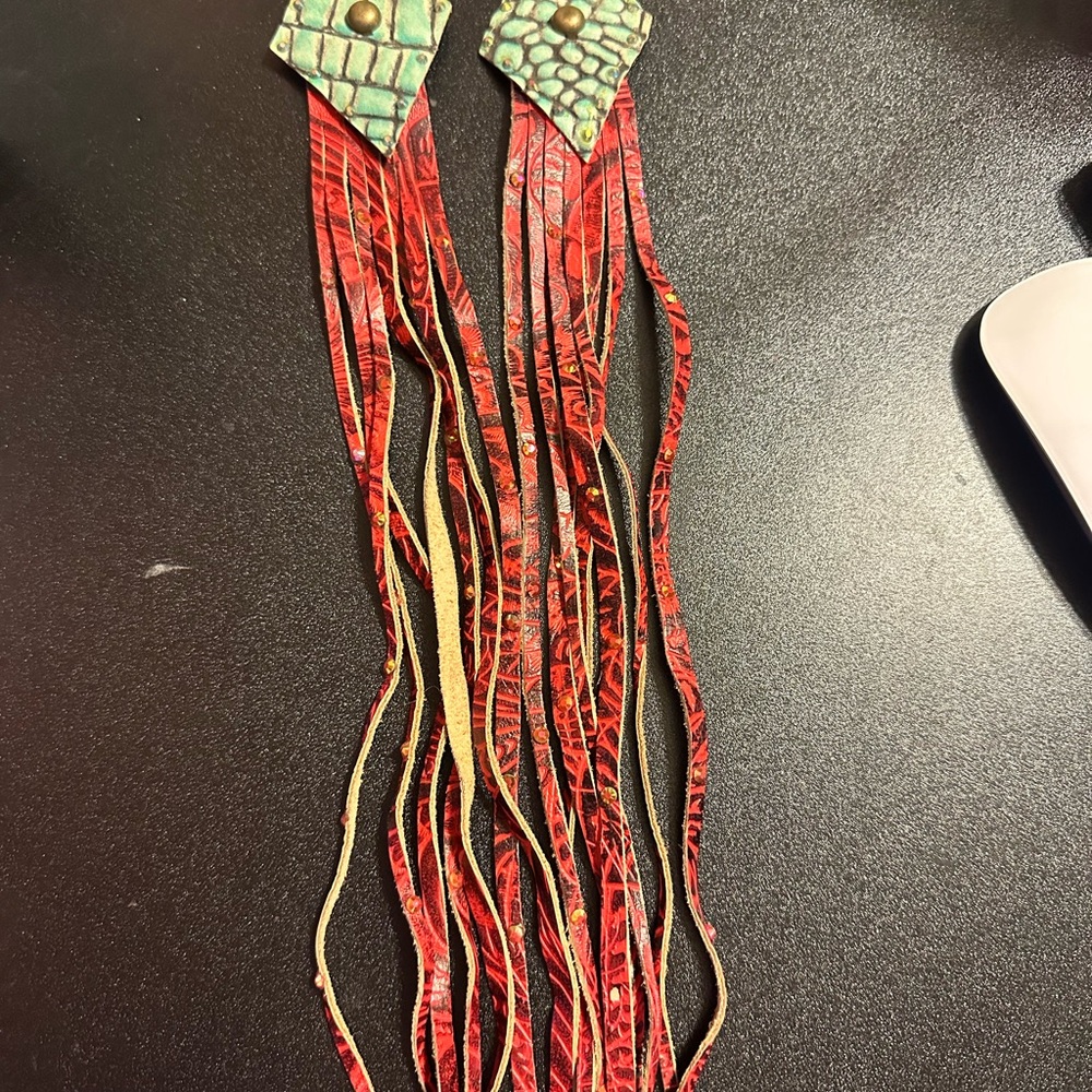 Red and Green Statement Earrings